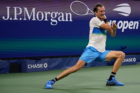 US Open 2024: Daniil Medvedev, of Russia, returns a shot to Fabian Marozsan, of Hungary